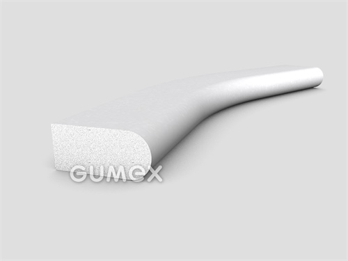 Silikonový mikroprofil tvaru "D", 14x30/R7mm, hustota 450kg/m3, -60°C/+200°C, bílý